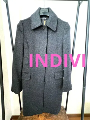INDIVI 롱 양모 캐시미어 혼방 코트 그레이 38 사이즈