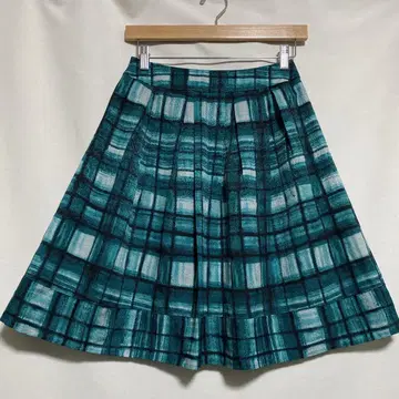 [Ketty] 체크 무늬 스커트(S) / 플레어 스커트 포인트 컬러 그린