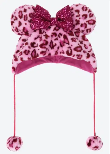 디즈니 레오파드 무늬 팬 캡 핑크