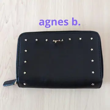 agnes b. 가죽 접이식 지갑 블랙