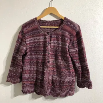 퍼플 계열 버튼 달린 가디건