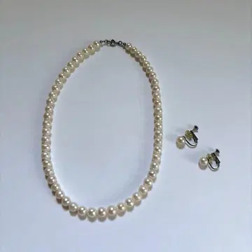 [ SHIPS ] 화이트 펄 목걸이 귀찌 세트
