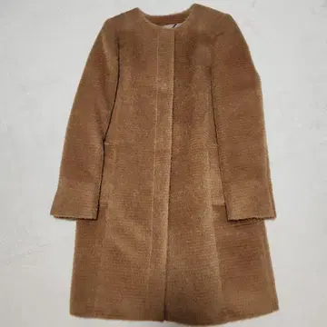 컨디션 최상 23구 미들 기장 코트 38 알파카 혼방 브라운