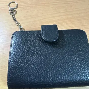 블랙 가죽 이단 접이식 지갑