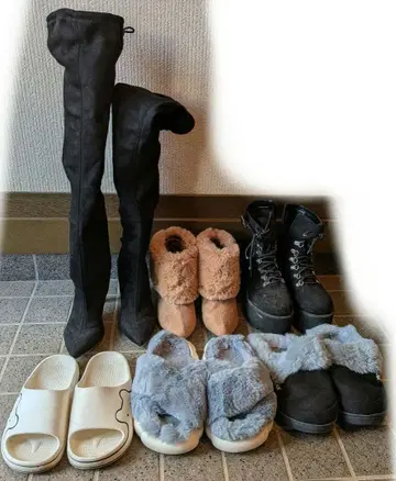 여성용 부츠 슬리퍼 니하이 부츠 통굽 신발 6켤레 묶음 판매