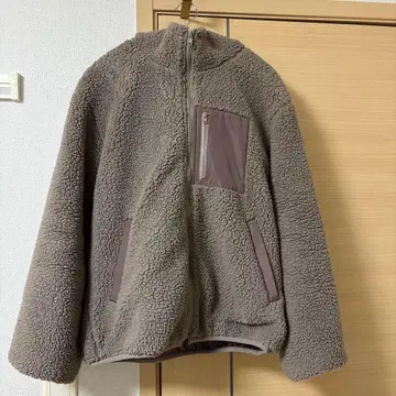 플리스 자켓 M 사이즈 그레이 후드 부착 새상품급