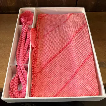 오비 장식 천 허리띠 세트 일본 정통의상 소품 시보리 핑크