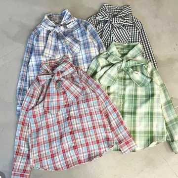 kutir 2Way 체크 보타이 블라우스