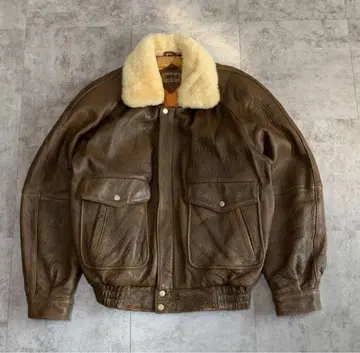 80s A-2 real leather bomber jacket vtg b
