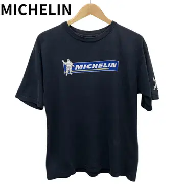 미쉐린 빅 로고 프린트 캐릭터 네이비 반팔 둥근넥 티셔츠