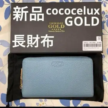 미사용 새상품 cococelux GOLD 가죽 로고 라운드 지퍼 장지갑