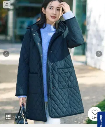 슈라루 자연스럽게 잘록해지는 따뜻한 다이아 무늬 퀼트 코트 새상품