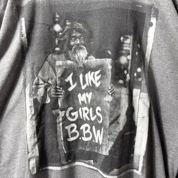 [1점] 구제 의류 남성용 슬랭 T셔츠 그레이 L 빅 프린트 레어