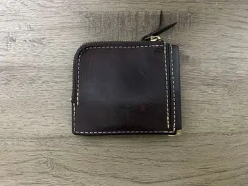 가죽 접이식 지갑 다크 브라운