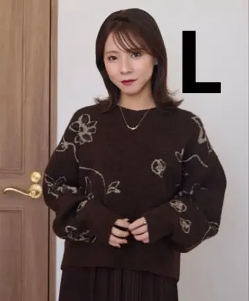 시마무라 yumi 꽃무늬 자카드 니트