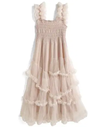 GRL 튤 프릴 숄더 티어드 원피스 gn496 핑크