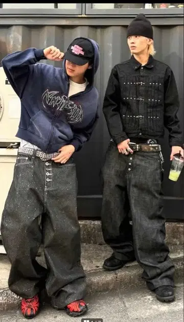 Bevis studio 링링 반짝반짝 배기진 다크 데님