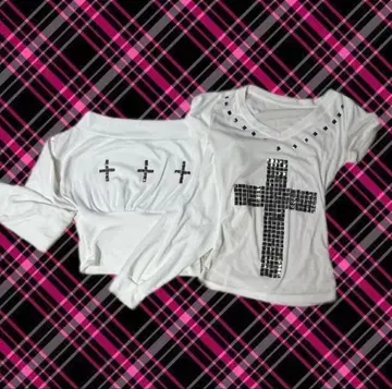 십자가 오프숄더 L 사이즈 T셔츠 FREE 사이즈