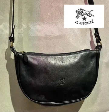 새상품급 일비종떼 숄더백 가죽 블랙 골드 금장 장식 초승달