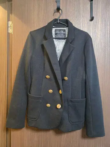 블루 스트라이프 블랙 더블 브레스트 테일러드 자켓