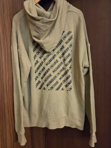 넘버나인 후드티 빅 로고 M 베이지