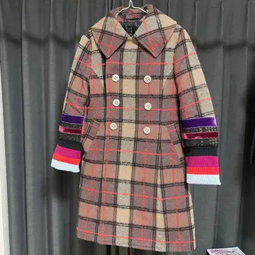 HISUI HIROKO ITOU 지그재그 울 체크 하프 코트