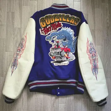 구하기 어려움 구형 리얼 맥코이 모험왕 고질라 바시티 자켓 가죽 XL
