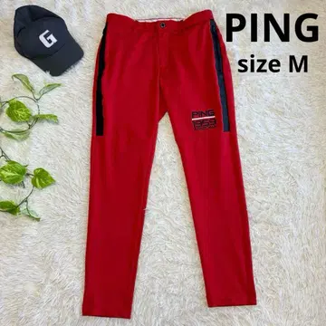 [ 핑 ] 새상품급 스트레치 팬츠 레드 M 사이즈 남성용 로고