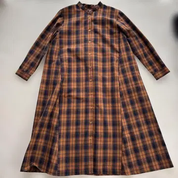 펠리시모 리브 인 체크 무늬 원피스 오렌지