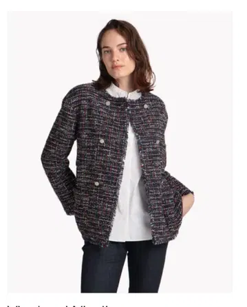 띠어리 럭스 노카라 트위드 자켓 38