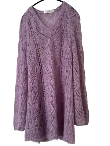 venit 라벤더 레이스 니트 V넥 니트