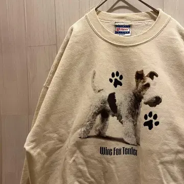 Hanes 90s 빈티지 와이어 폭스 테리어 레어 맨투맨 구제 의류