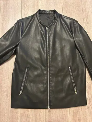 블랙 가죽 싱글 라이더 자켓