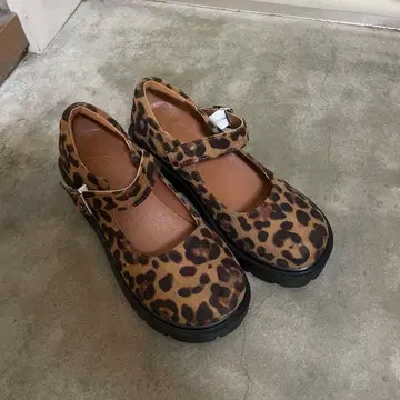 메리 제인 펌프스 레오파드 무늬 힐 구제 의류
