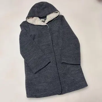 RAMLOSSA 후드 부착 롱 코트 속기모 그레이