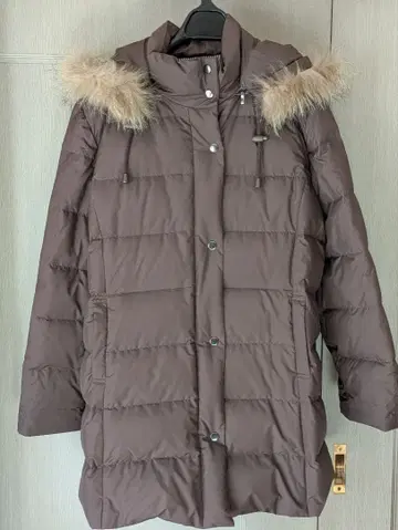 브라운 후드 부착 다운 자켓 L 사이즈