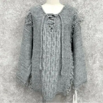 205zero 레이스업 프린지 니트 그레이 코양이 채널