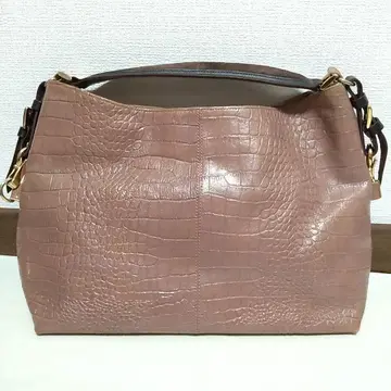 앙 메트르 캐레 토트백 골드 금장 장식 브라운 악어 무늬