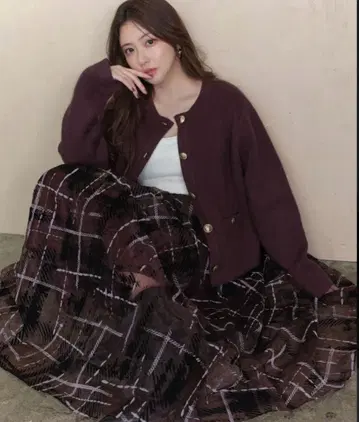 미사용 새상품 마이 스트라다 그래드 체크 플로키 스커트