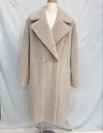 택 포함 HERNO 퍼 체스터 코트 베이지 42 롱 보아 코트