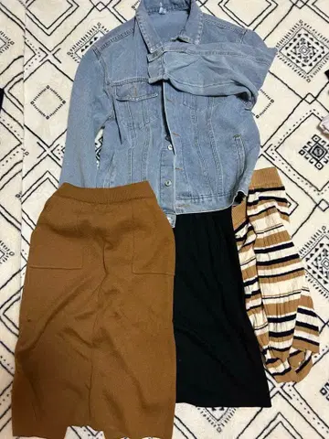 데님 자켓 겨울 스커트 세트