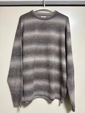 BEAMS 스트라이프 니트 스웨터 L 사이즈 그레이 계열