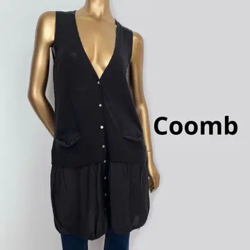 [ 4756 ] Coomb 슬리브리스 니트 튜닉 L 블랙