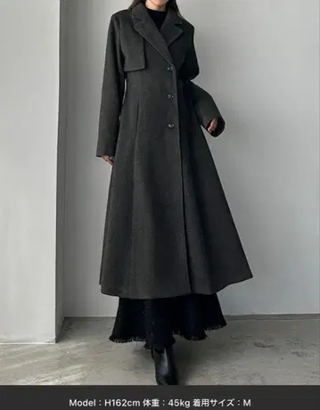 [ 미사용 택 포함 ] 허리 쉐이프 플레어 체스터 코트 그레이