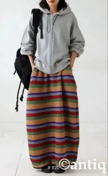 antiqua 컬러풀 보더 롱 스커트