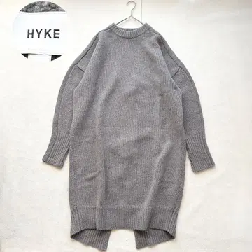 HYKE 울 니트 원피스 크루넥 그레이 2 롱 체형 커버