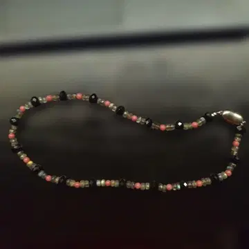 실버 탑 블랙 스피넬 핑크 오팔 목걸이