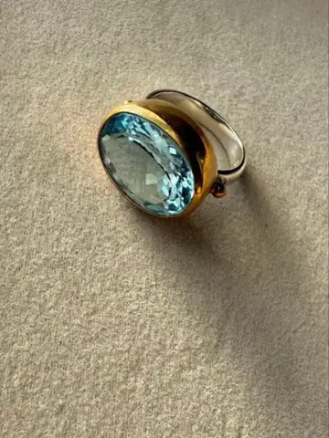 Biju mam 파란색 보석 반지 실버 & 골드