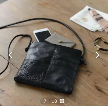 블랙 가죽 사코슈 패치워크