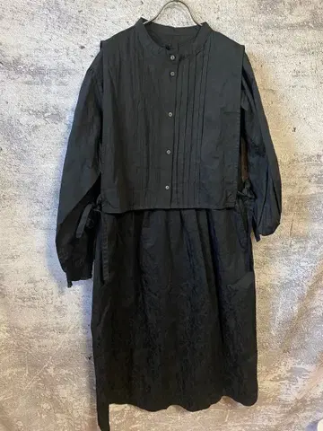 리브인컴포트 자카드 블랙 원피스&베스트 세트